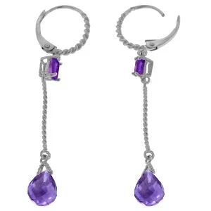 3.5 Carat 14K Solid White Gold Common Sense Amethyst Earrings