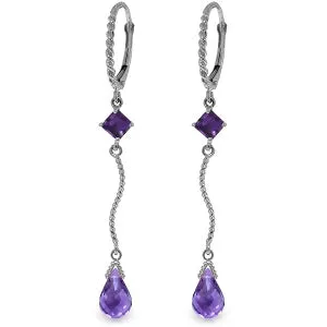 3.5 Carat 14K Solid White Gold Common Sense Amethyst Earrings