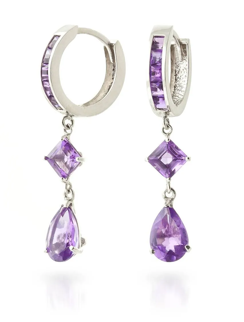 5.62 Carat 14K Solid White Gold Whitney Amethyst Earrings