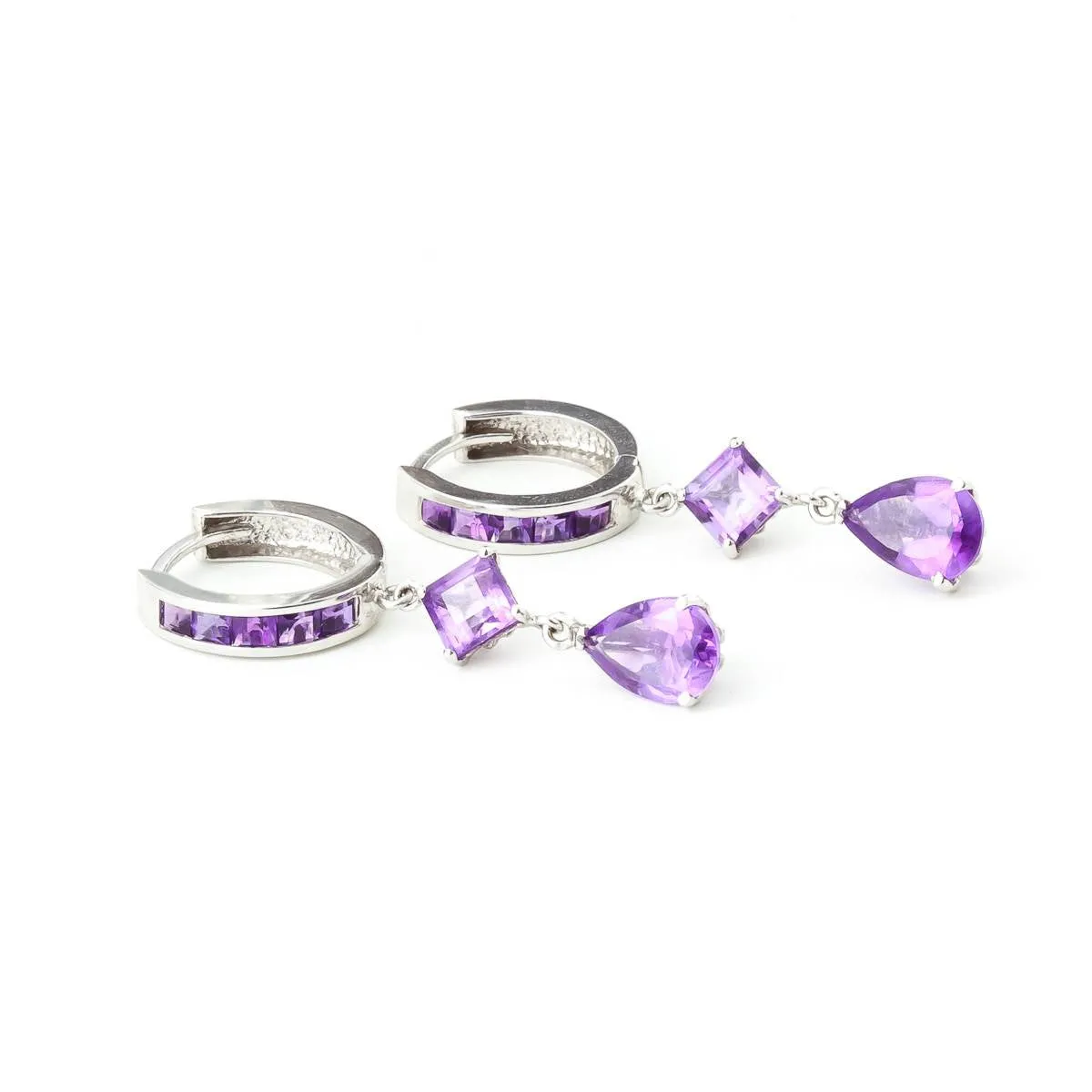 5.62 Carat 14K Solid White Gold Whitney Amethyst Earrings