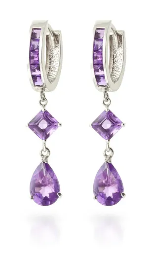 5.62 Carat 14K Solid White Gold Whitney Amethyst Earrings