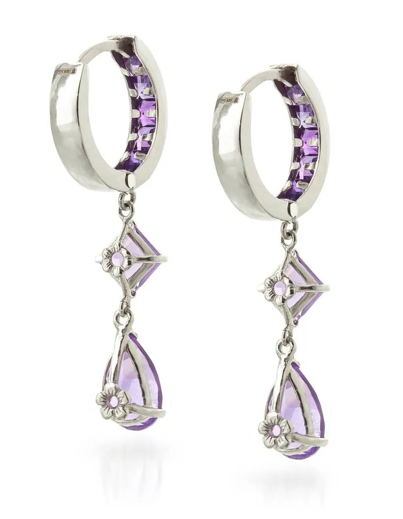 5.62 Carat 14K Solid White Gold Whitney Amethyst Earrings