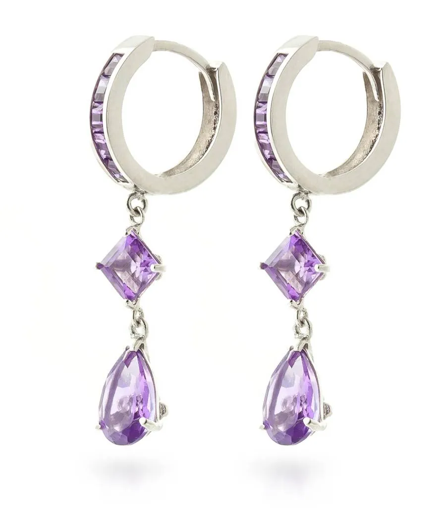 5.62 Carat 14K Solid White Gold Whitney Amethyst Earrings