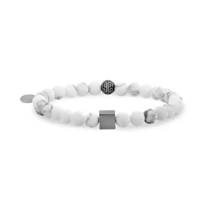 6mm Cube Matte White Bead Bracelet