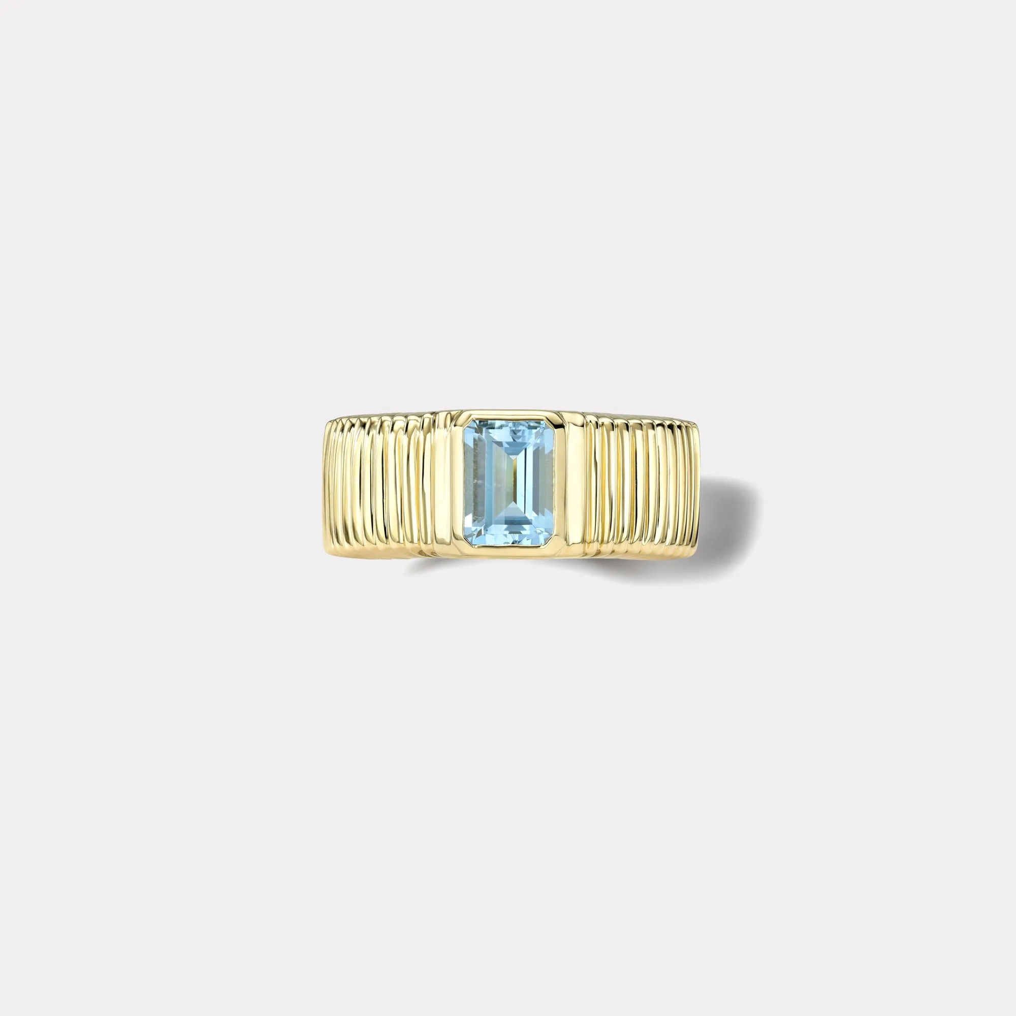 .97ct Emerald Cut Aquamarine Pleated Solitaire Band