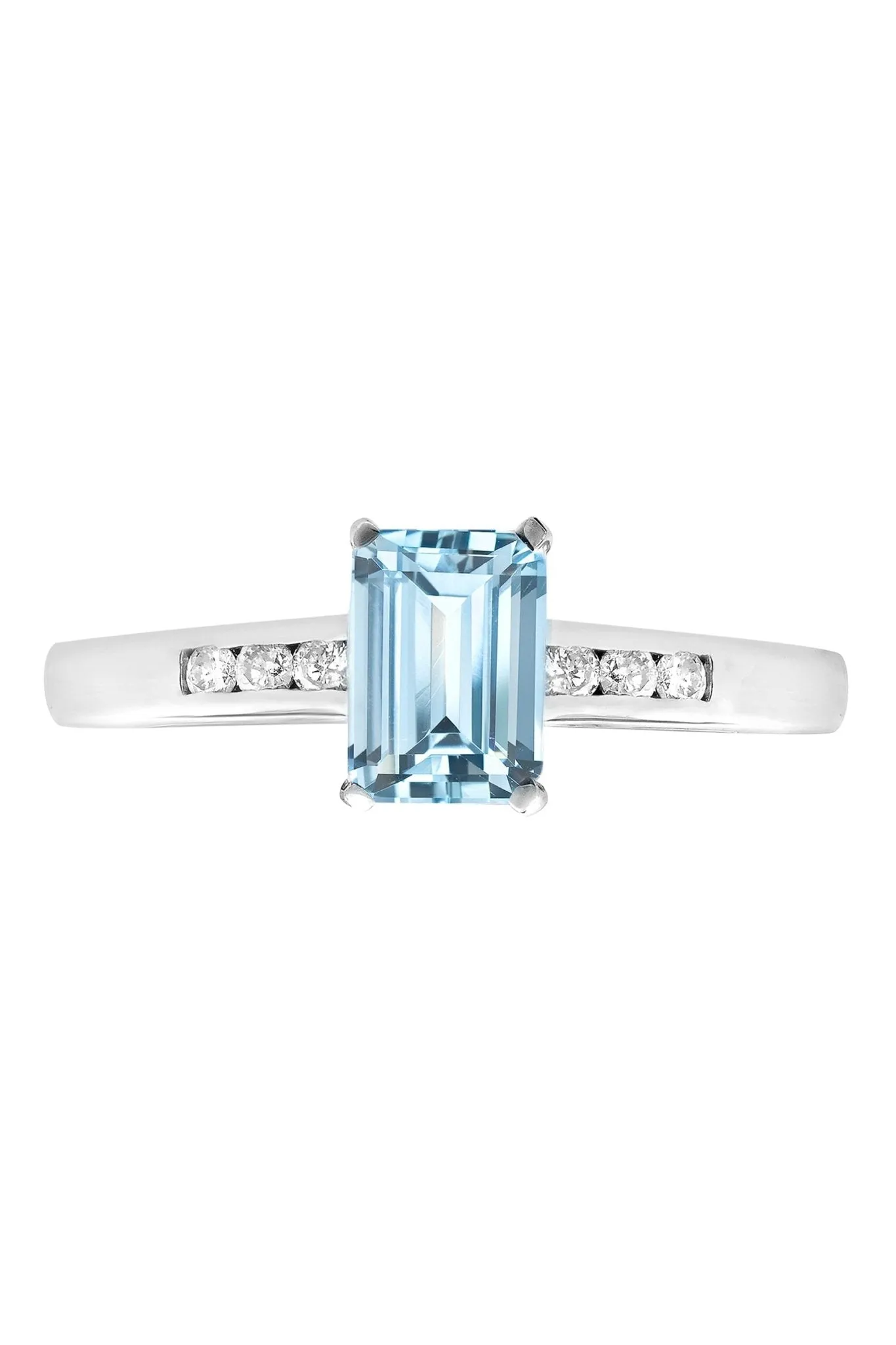 9ct White Gold Aquamarine and Diamond Ring