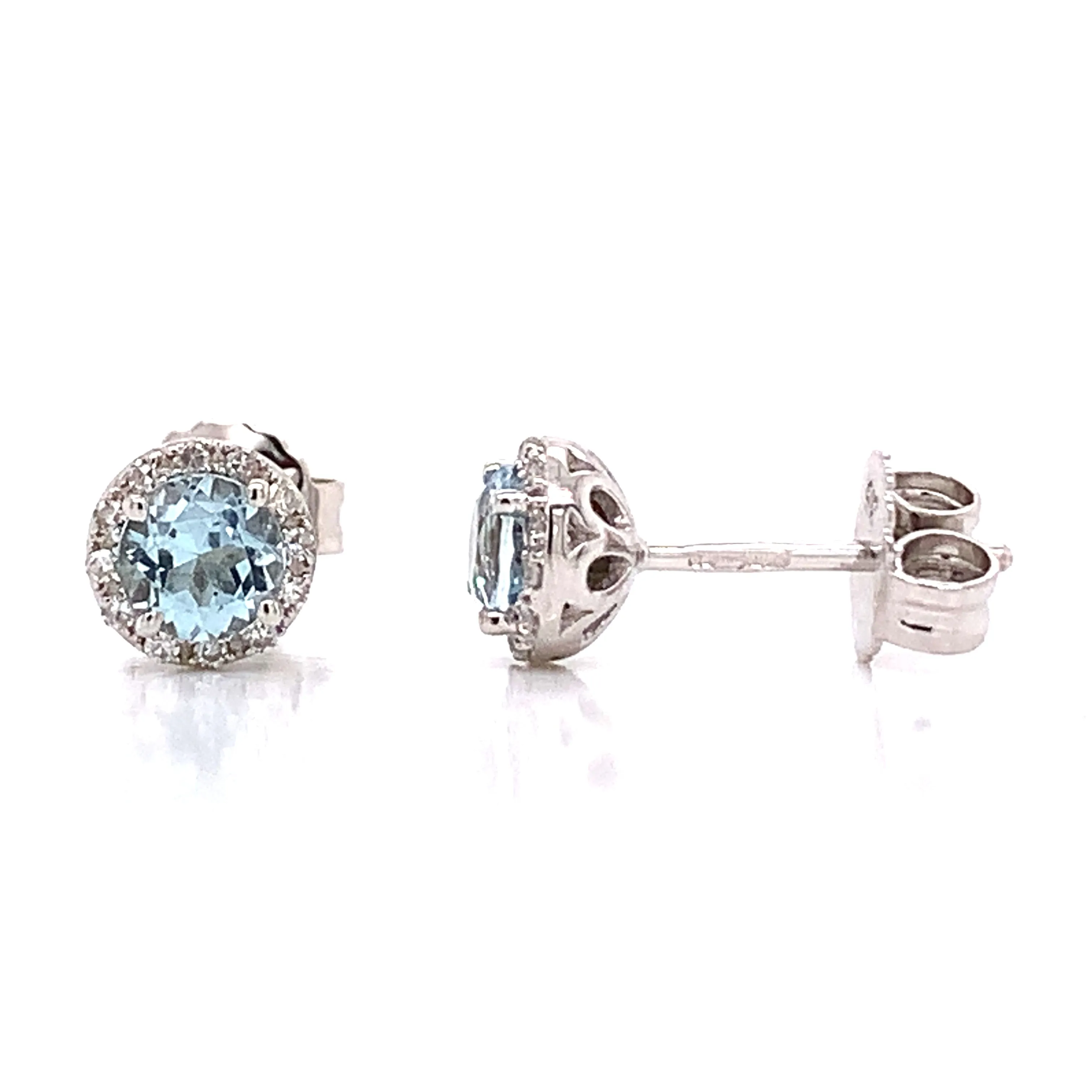 9ct White Gold Earth Grown Aquamarine And Diamond Earrings