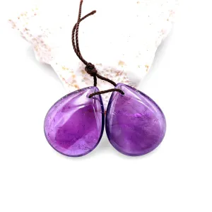 AAA Drilled Natural Purple Amethyst Teardrop Earring Beads Pair Matched Pear Gemstone