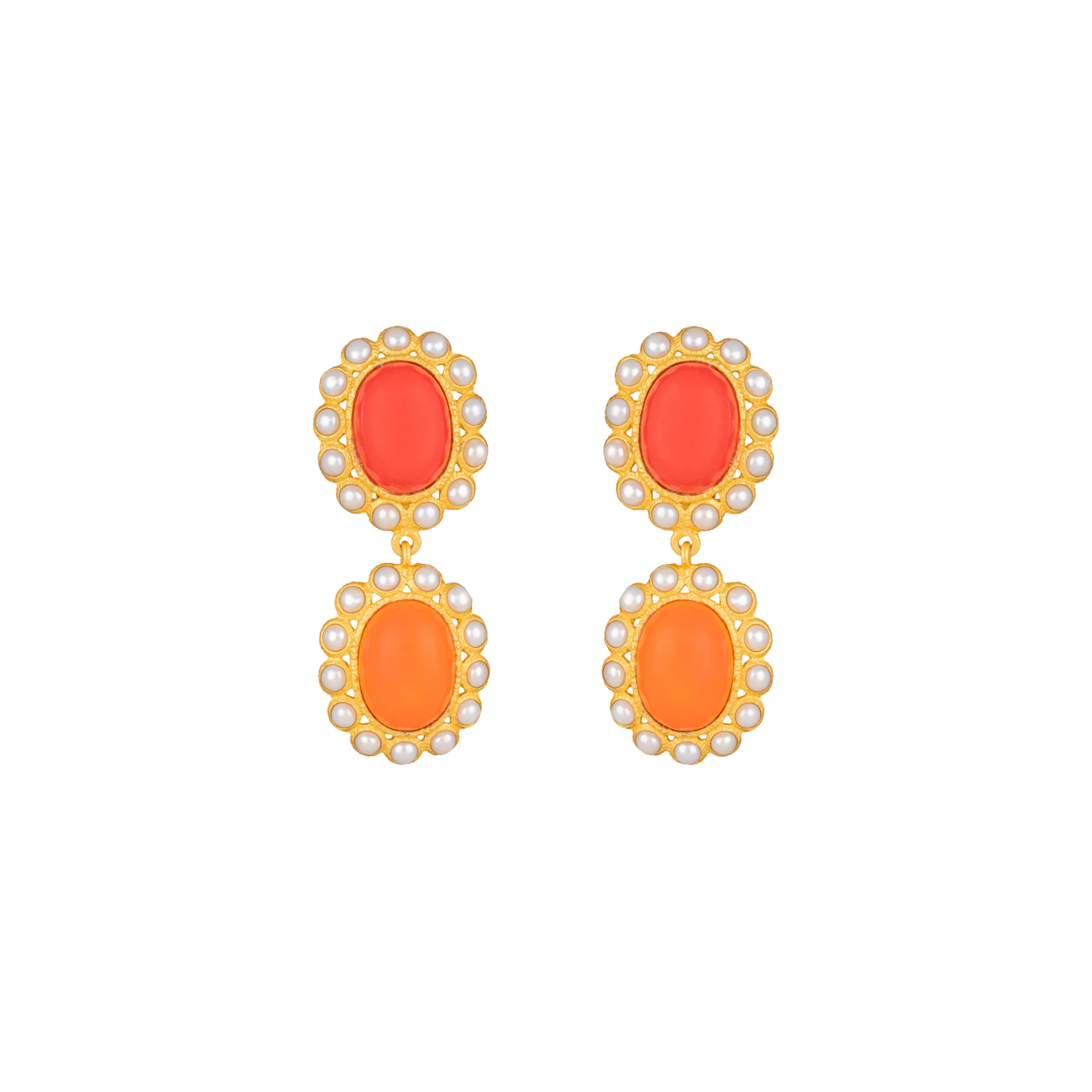 Ada Earrings Red & Orange Coral