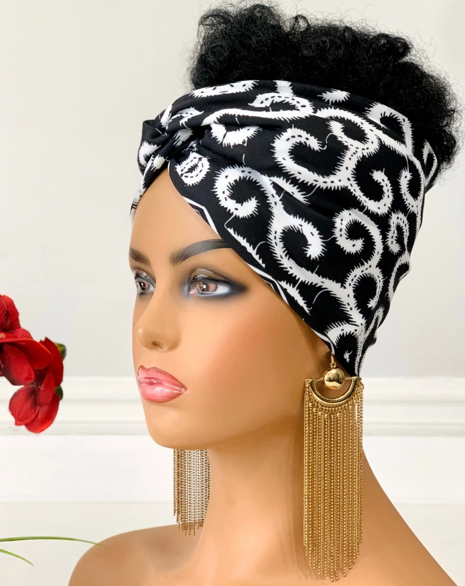 Ama Black & White Headband | Twist Turban