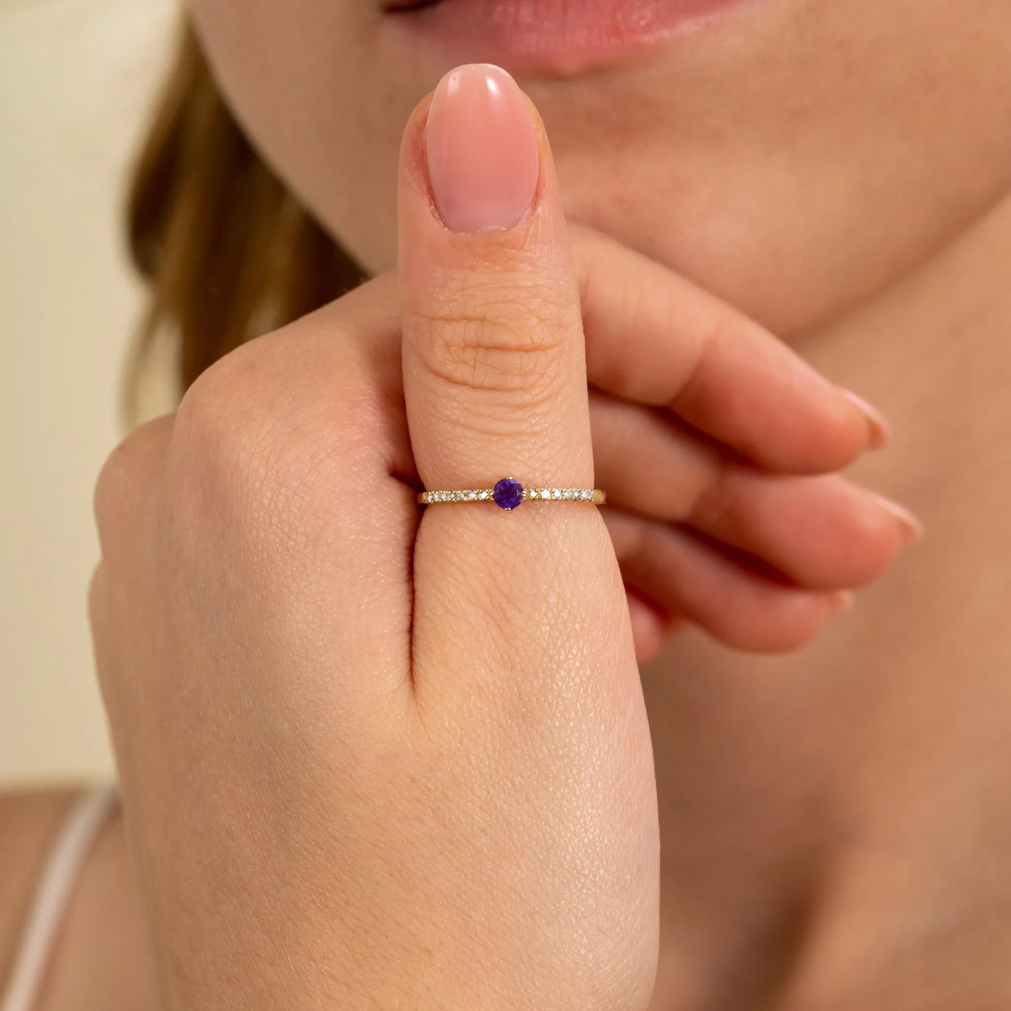 Amethyst and Diamond Engagement Ring, Angela