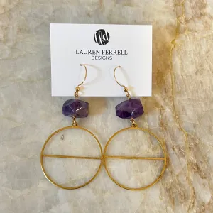 Amethyst Divided Circle Earrings