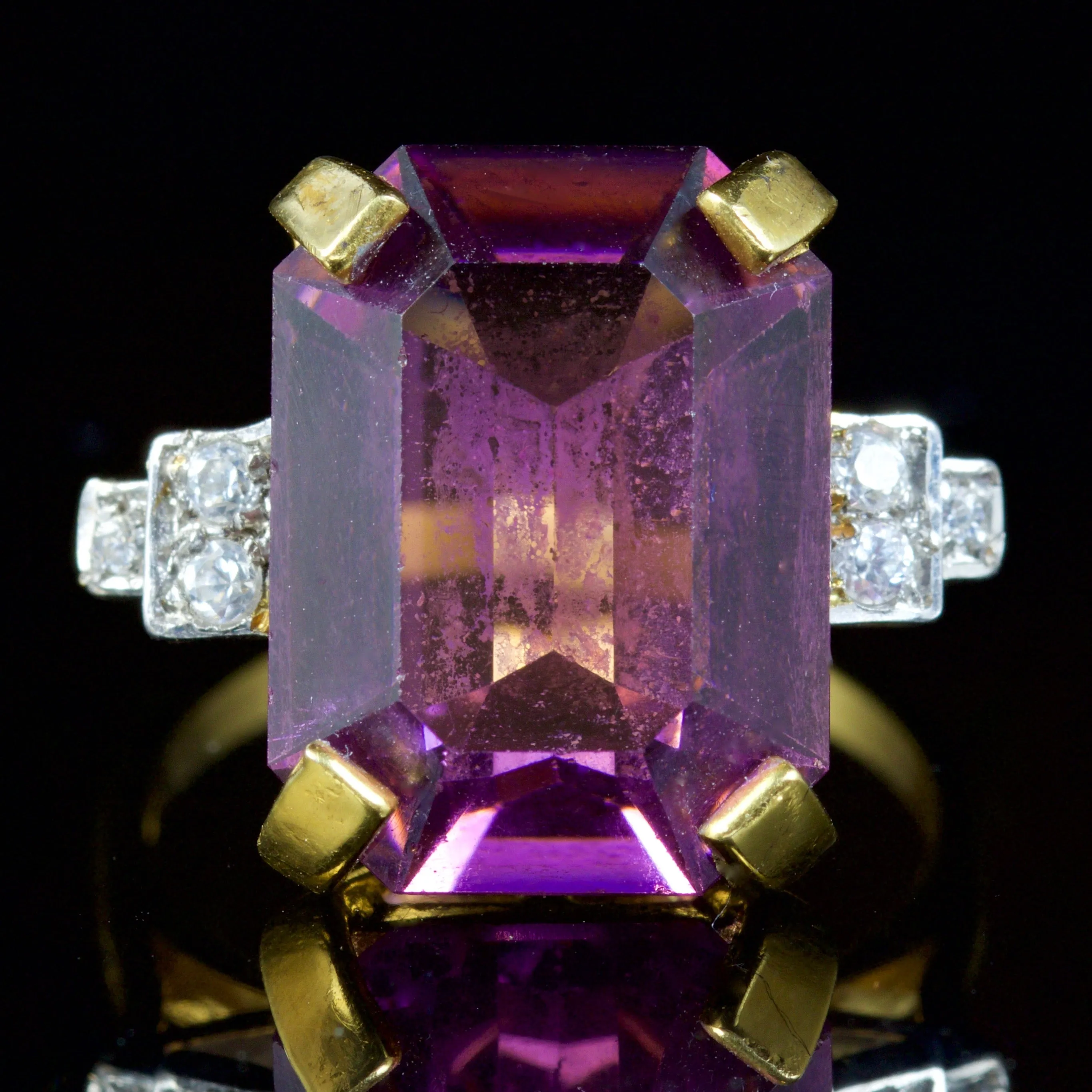 Amethyst Paste Stone Ring 18Ct Gold Silver