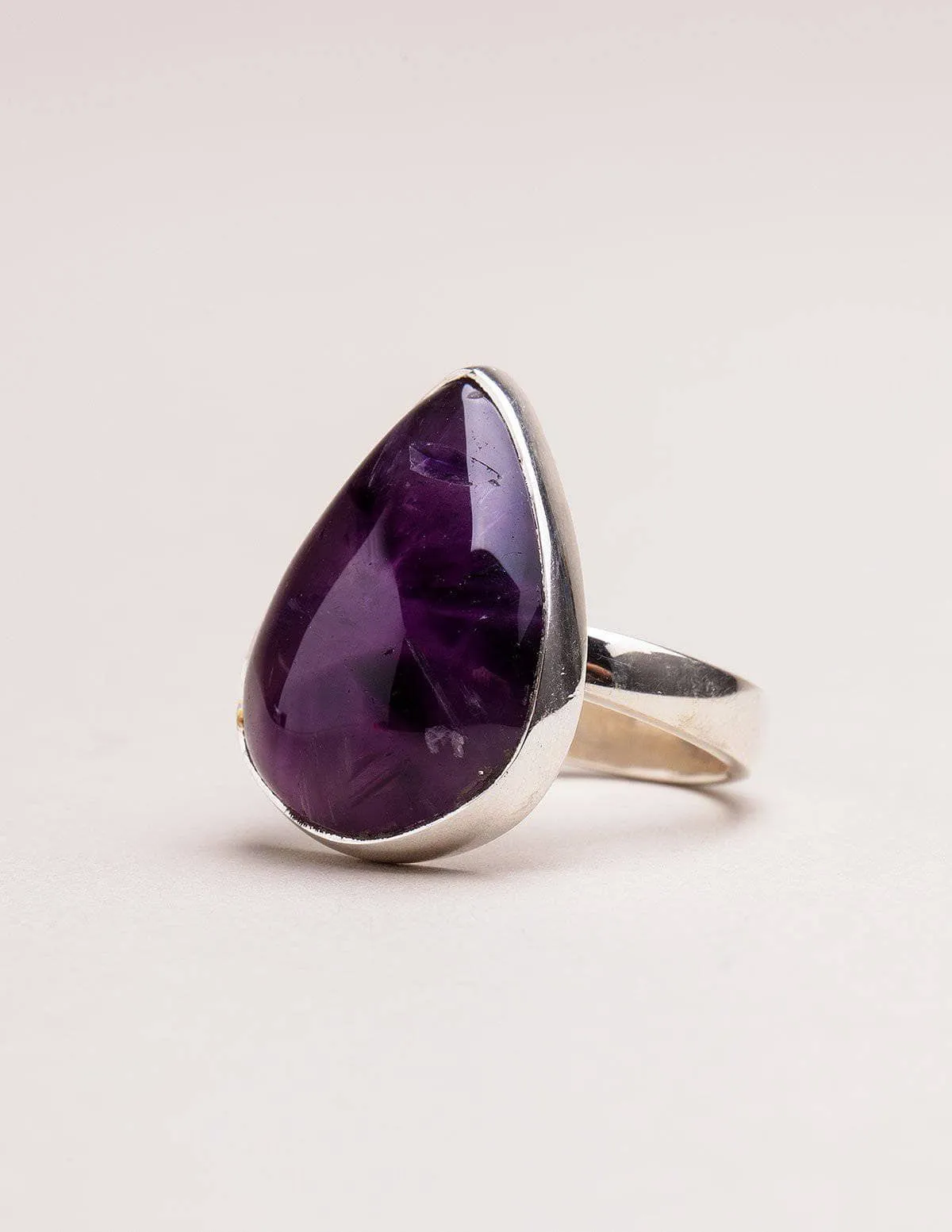 Amethyst Teardrop Ring - Adjustable