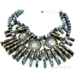 AMMONITE STRIPES OOAK STATEMENT NECKLACE