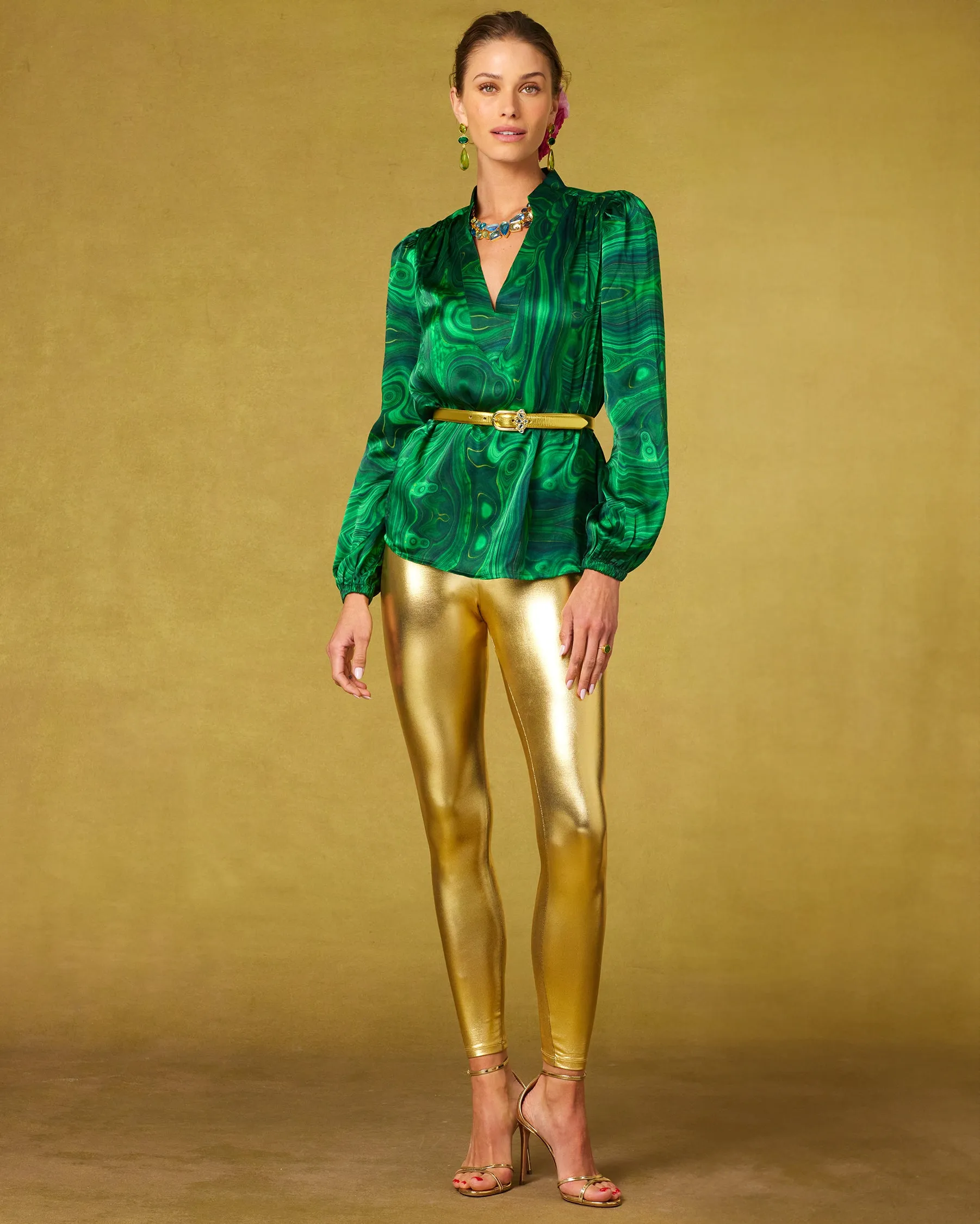 Anastasia Silk Blouse in Precious Malachite