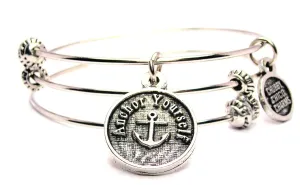 Anchor Yourself Triple Style Expandable Bangle Bracelet