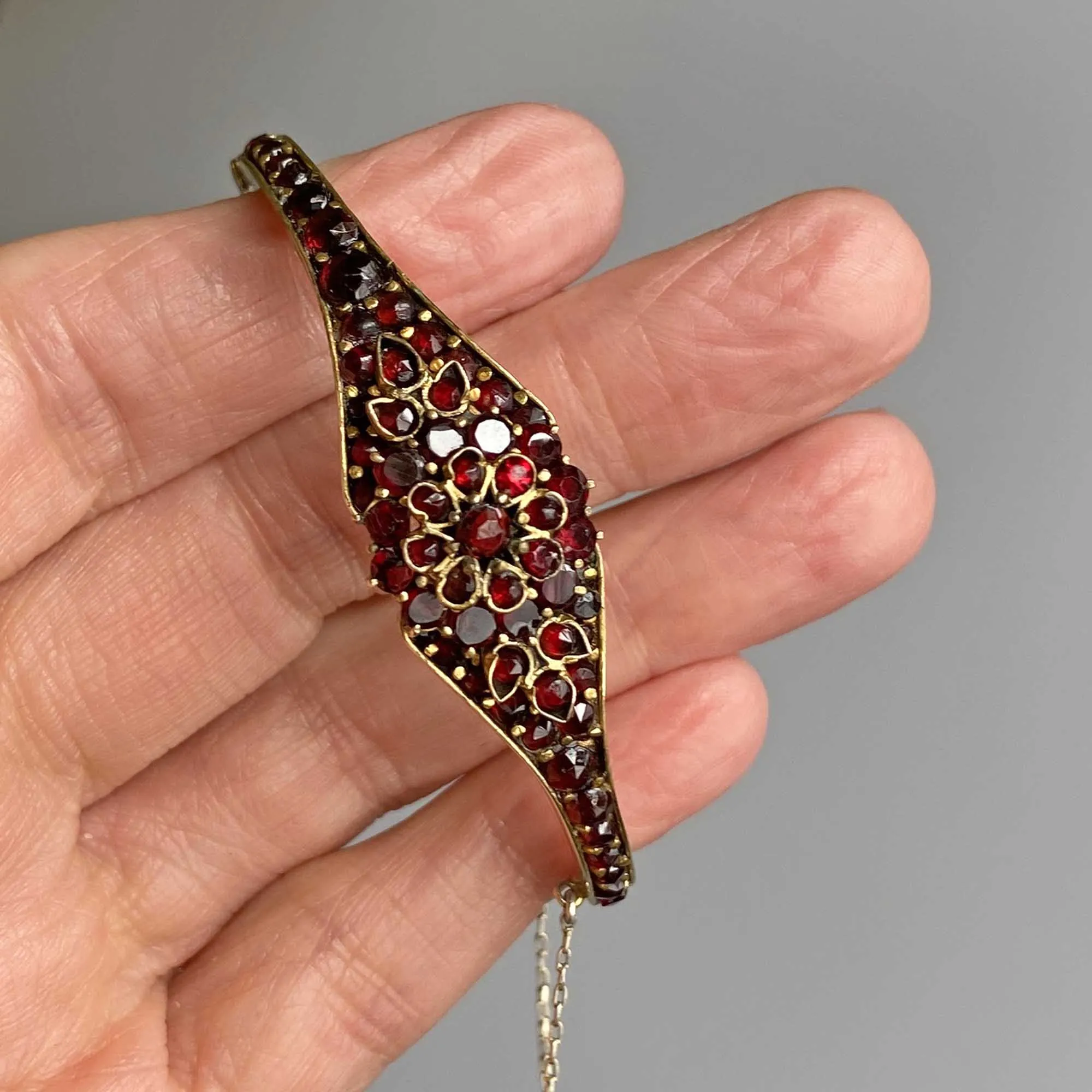 Antique Bohemian Garnet Bracelet Bangle