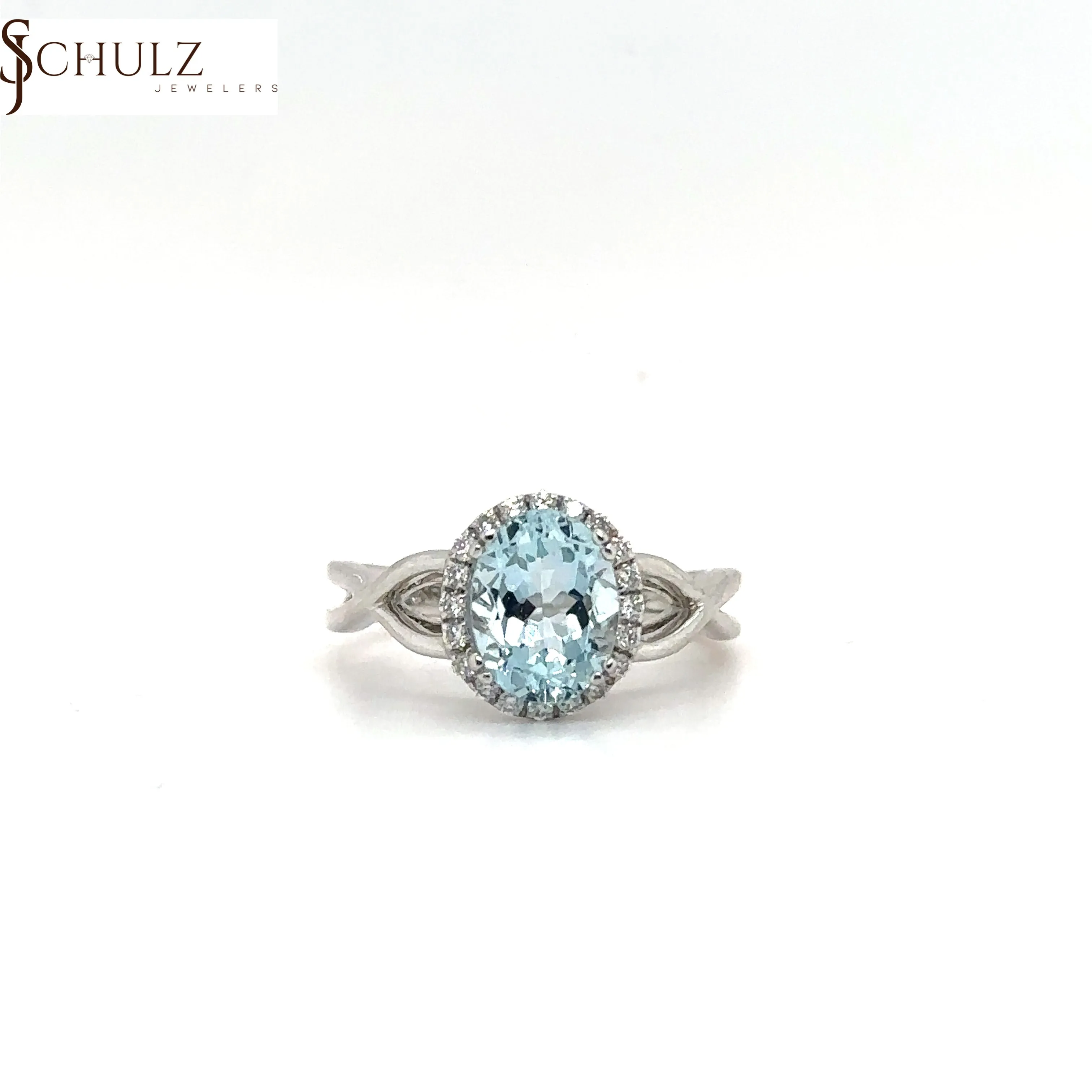 Aquamarine & Diamond Oval Ring