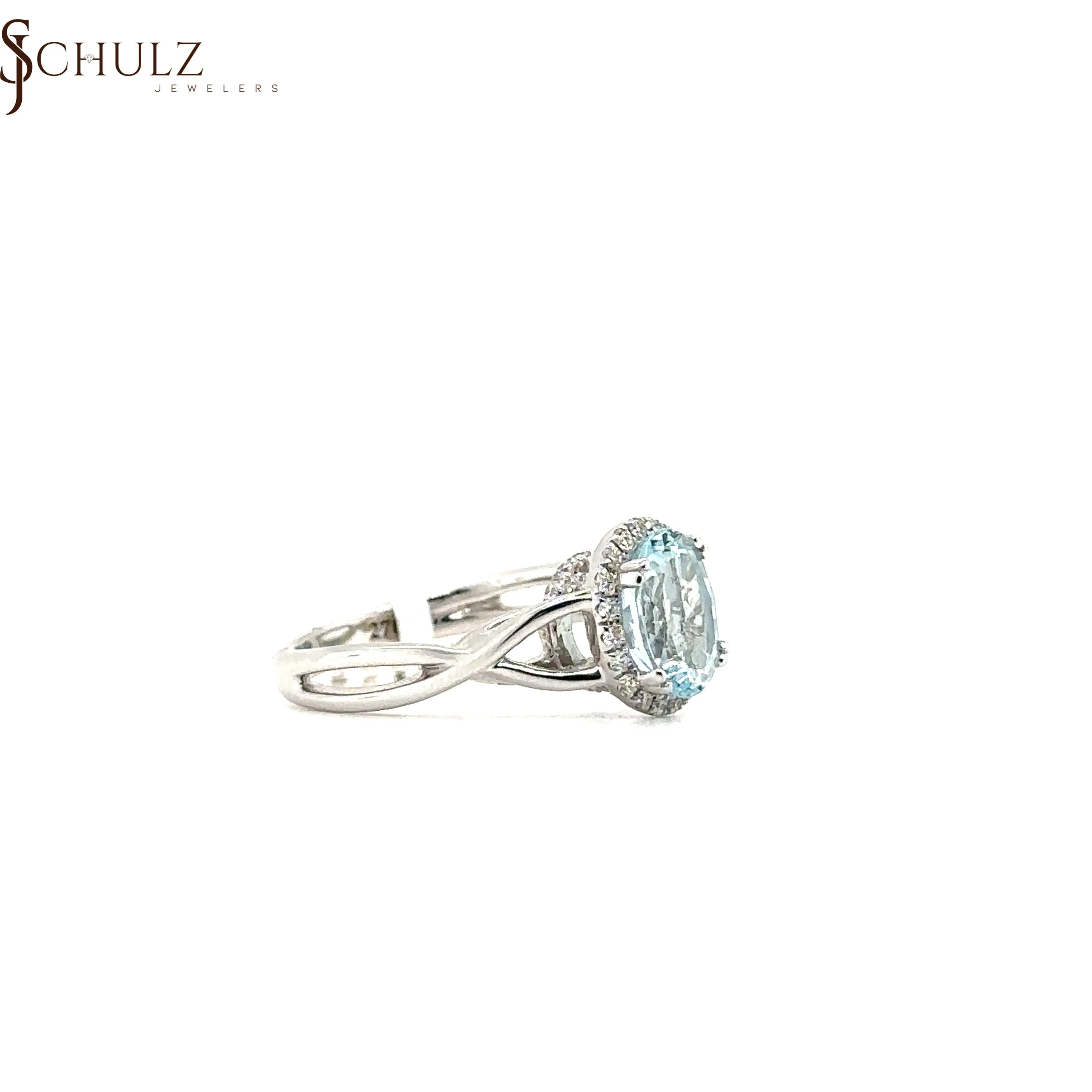 Aquamarine & Diamond Oval Ring