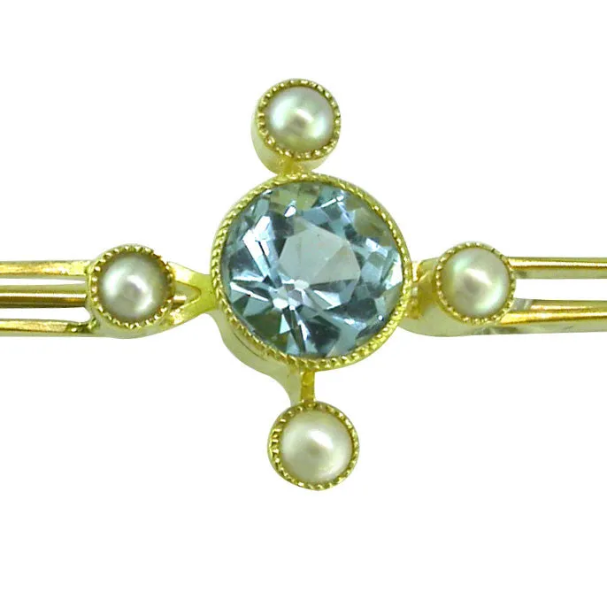 Aquamarine & Pearl Stock Pin