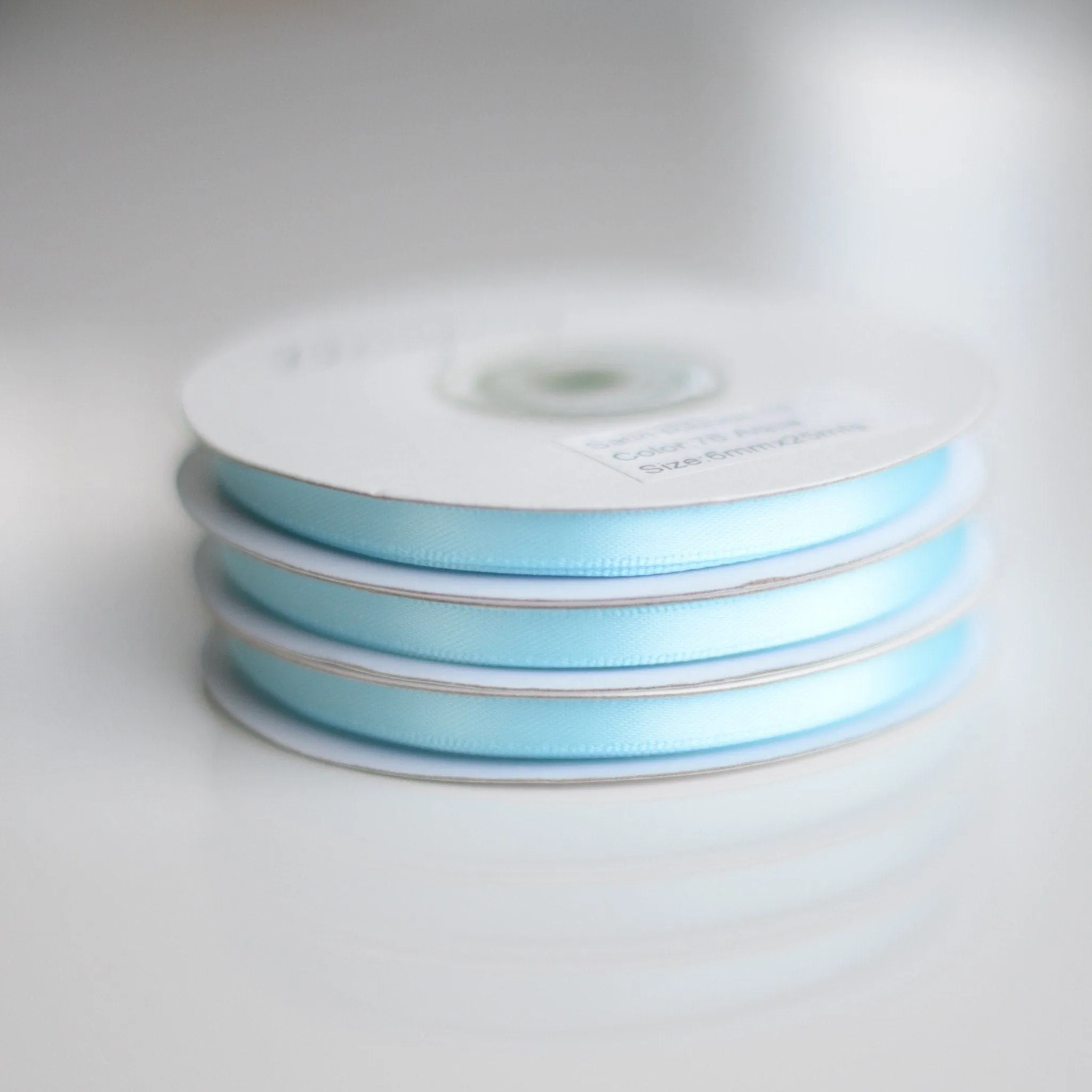 Aquamarine double sided satin ribbon roll - 25m