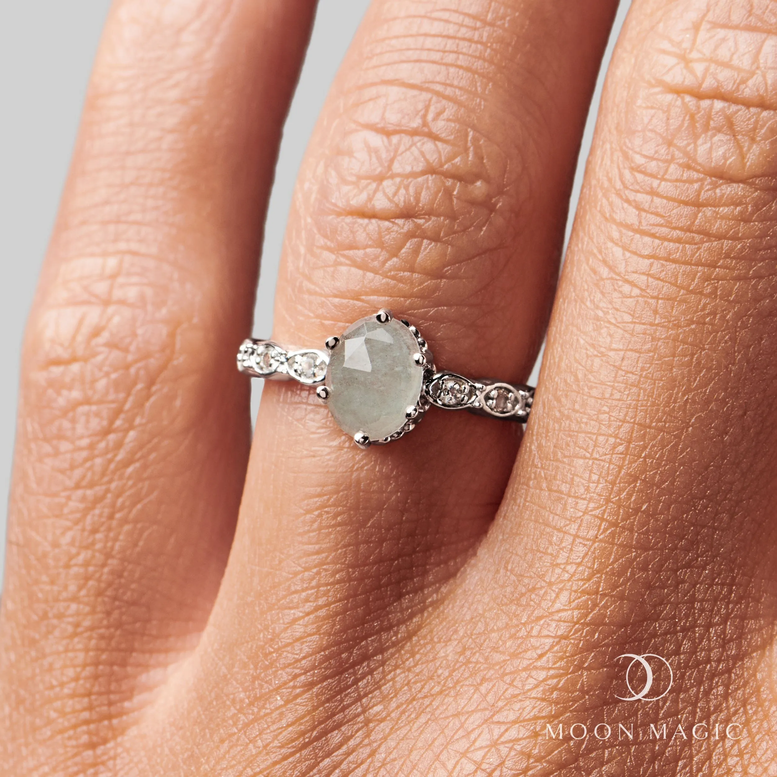 Aquamarine Lab Diamond Ring - Mirth