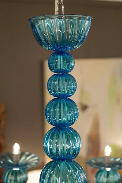 Aquamarine Murano Glass Chandelier by Barbini