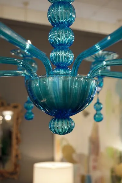 Aquamarine Murano Glass Chandelier by Barbini