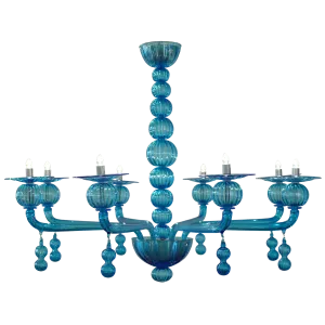 Aquamarine Murano Glass Chandelier by Barbini