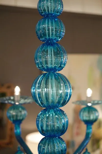 Aquamarine Murano Glass Chandelier by Barbini