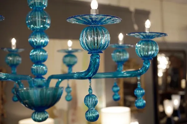 Aquamarine Murano Glass Chandelier by Barbini