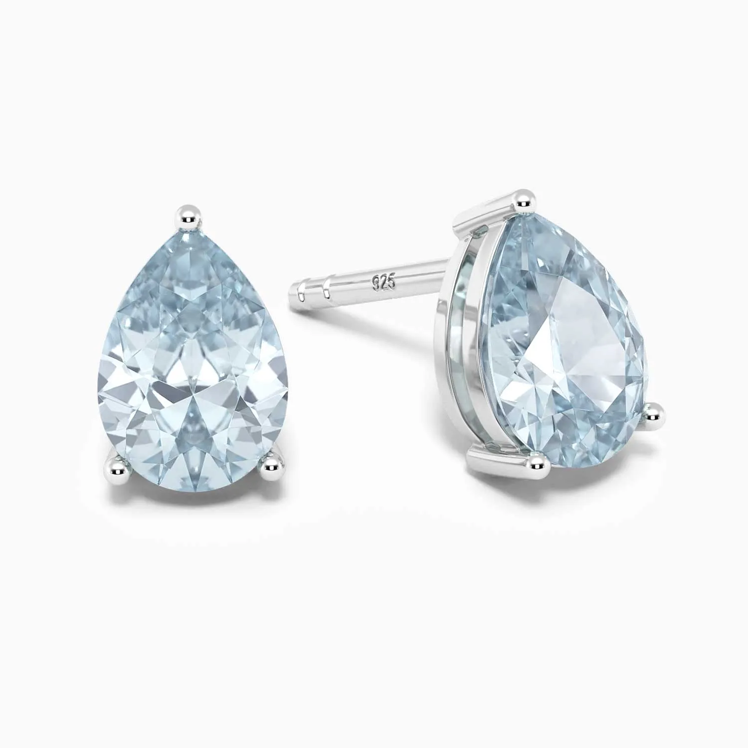 Aquamarine Pear Cut Stud Earrings in Sterling Silver - Irosk Australia ®