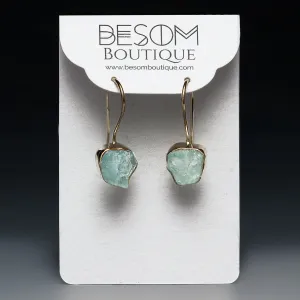 Aquamarine Raw Crystal Earrings