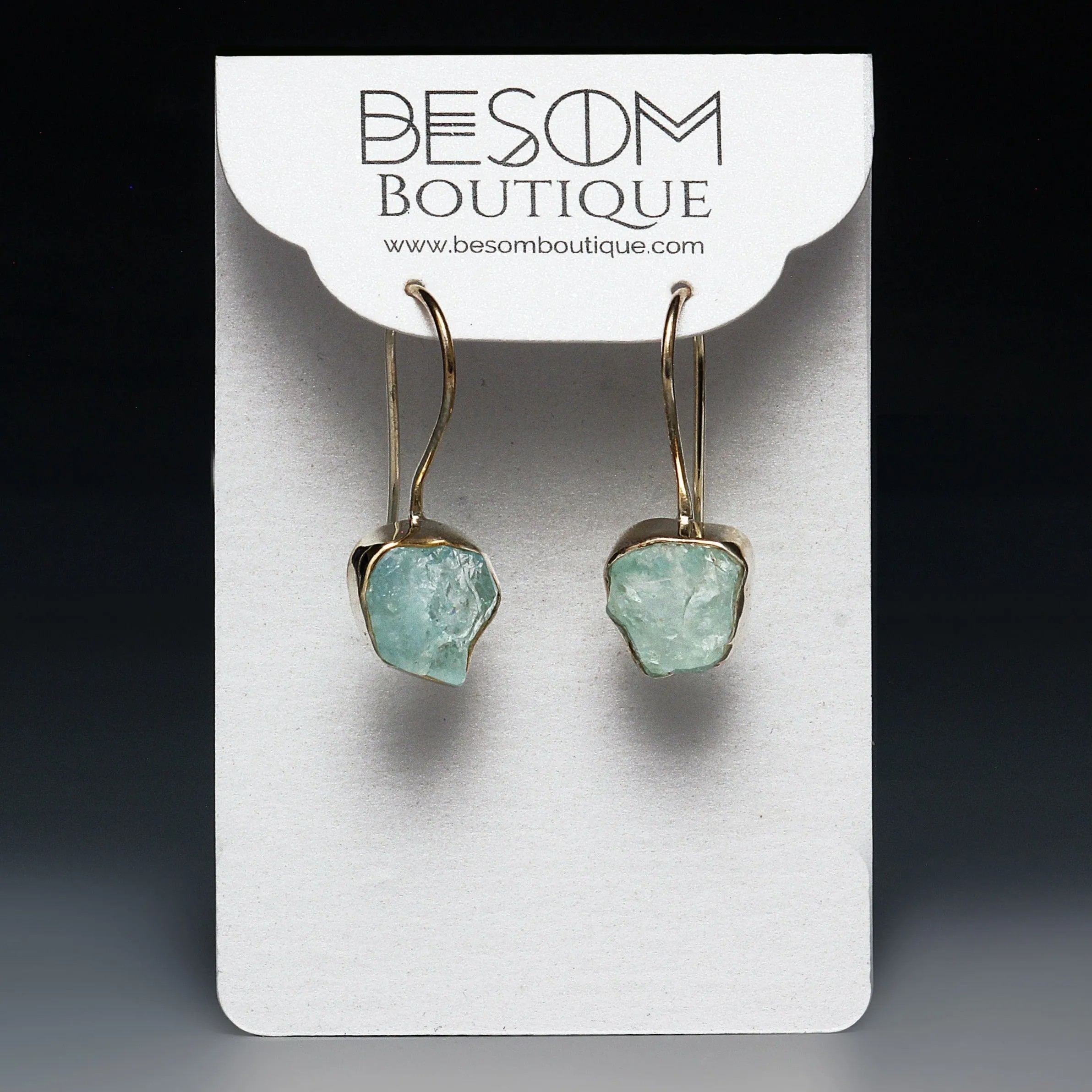 Aquamarine Raw Crystal Earrings