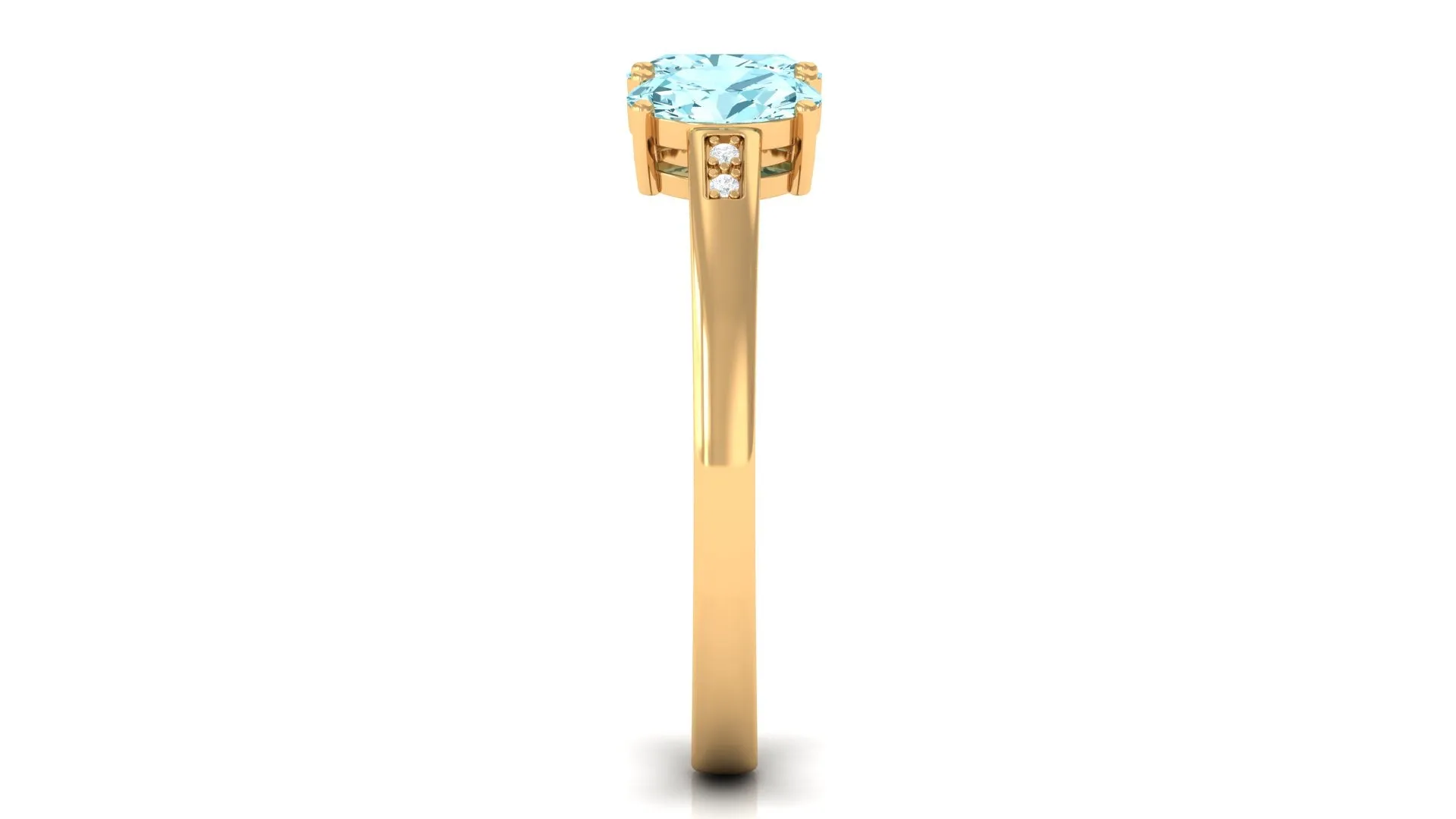 Aquamarine Three Stone Engagement Ring with Diamond