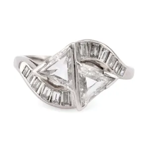 Art Deco 2 Carat Total Weight Diamond Platinum Bypass ring