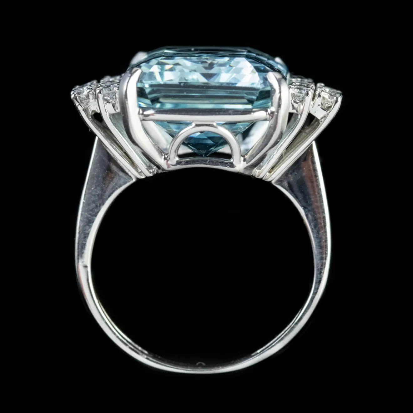 Art Deco Aquamarine Diamond Ring 18Ct White Gold 25Ct Aqua Circa 1920