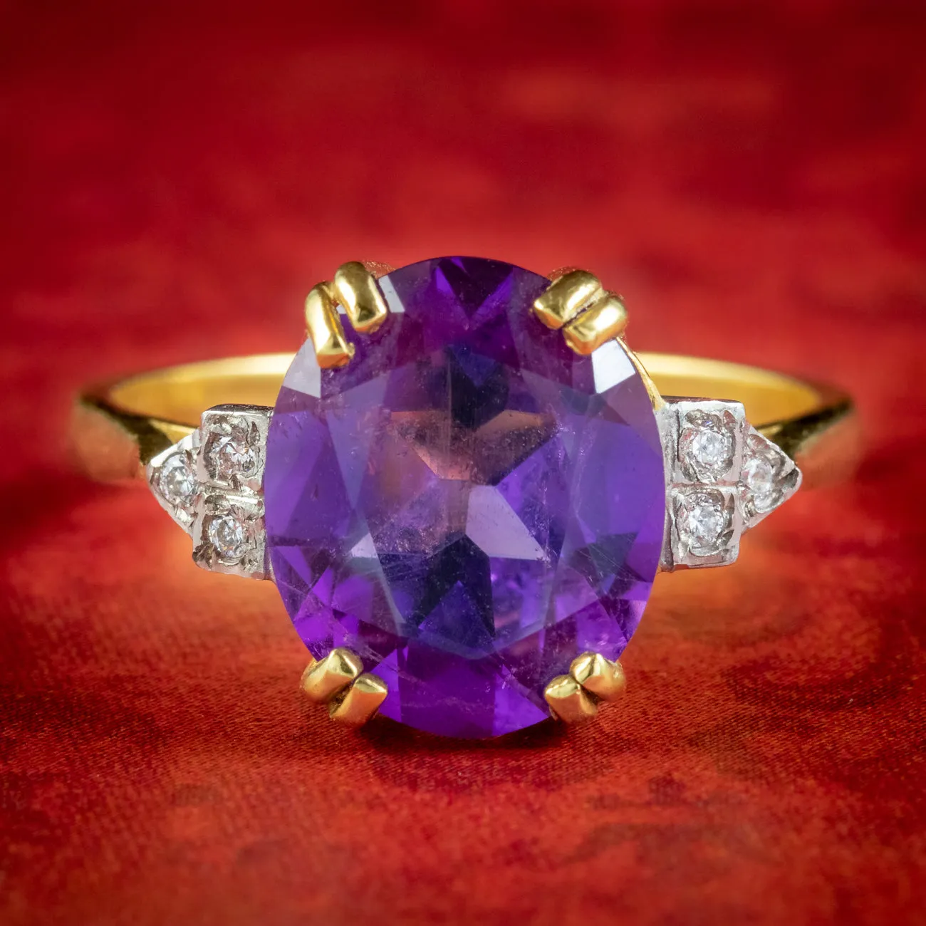 Art Deco Style Amethyst Cz Cocktail Ring 5.2ct Amethyst