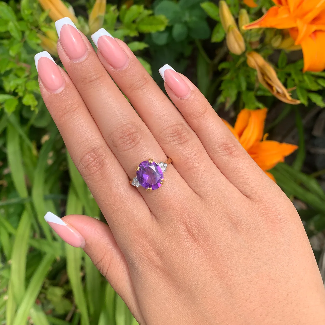 Art Deco Style Amethyst Cz Cocktail Ring 5.2ct Amethyst