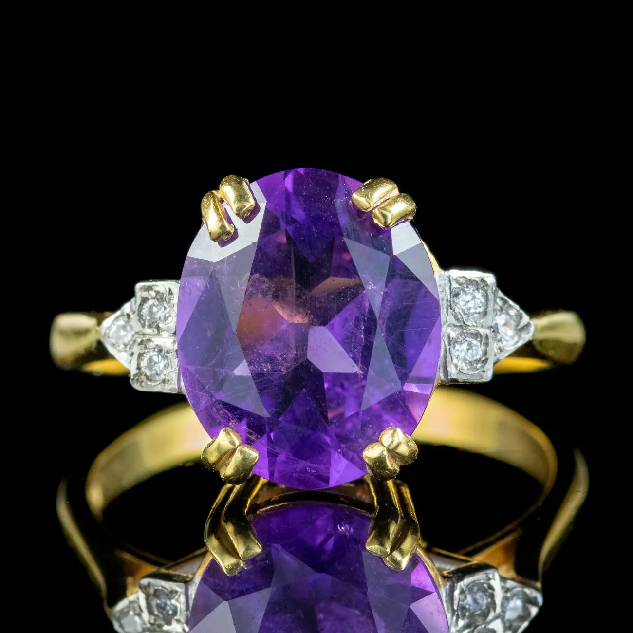 Art Deco Style Amethyst Cz Cocktail Ring 5.2ct Amethyst