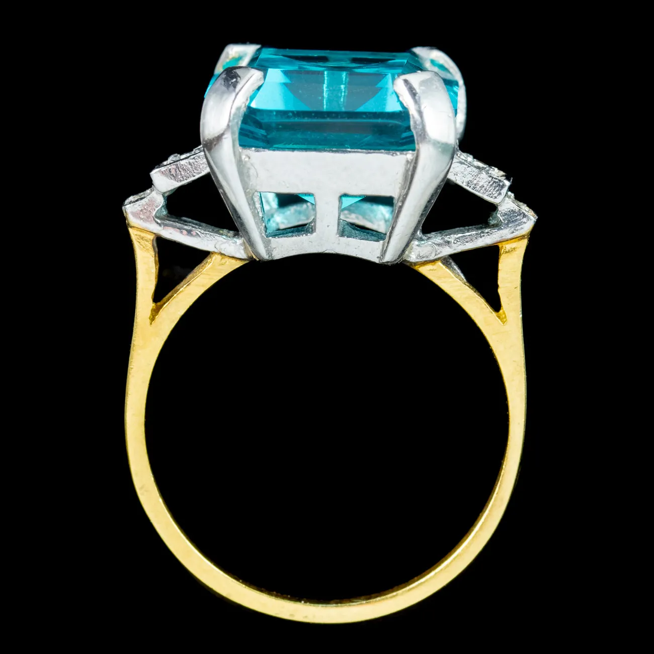 Art Deco Style Synthetic Blue Aquamarine Cocktail Ring