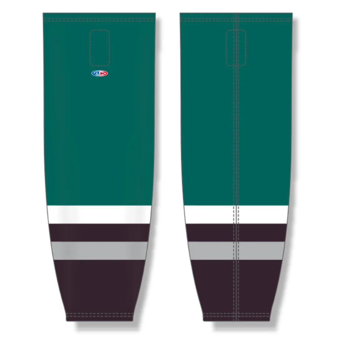 Athletic Knit (AK) Custom ZH711-638 1990s Anaheim Mighty Ducks Away Jade Sublimated Mesh Ice Hockey Socks