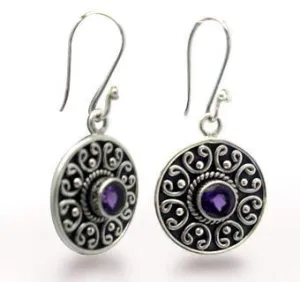 Balinesian Filagree Amethyst Earrings