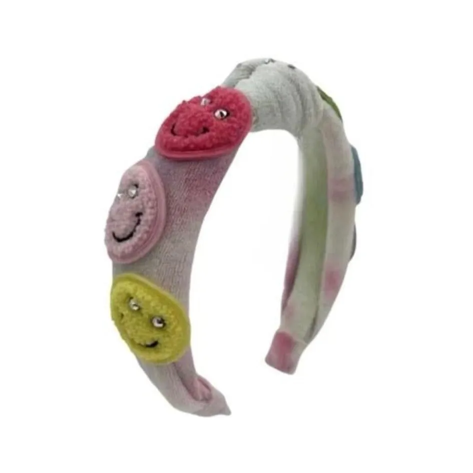 Bari Lynn Patch Smile Terry Knot Headband - Pastel Tie Dye