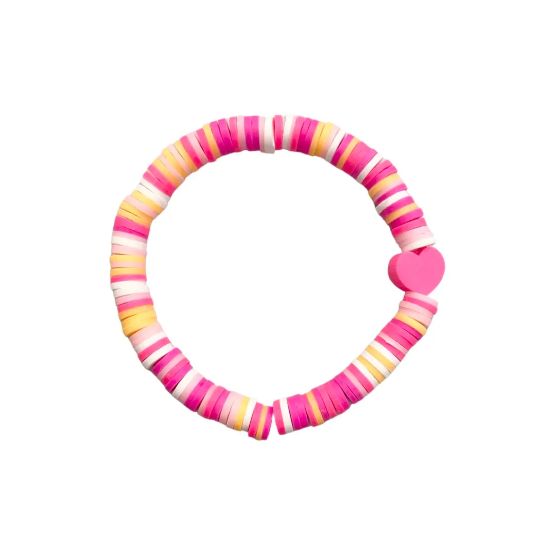 Beaded Bracelet - Hot Pink Heart