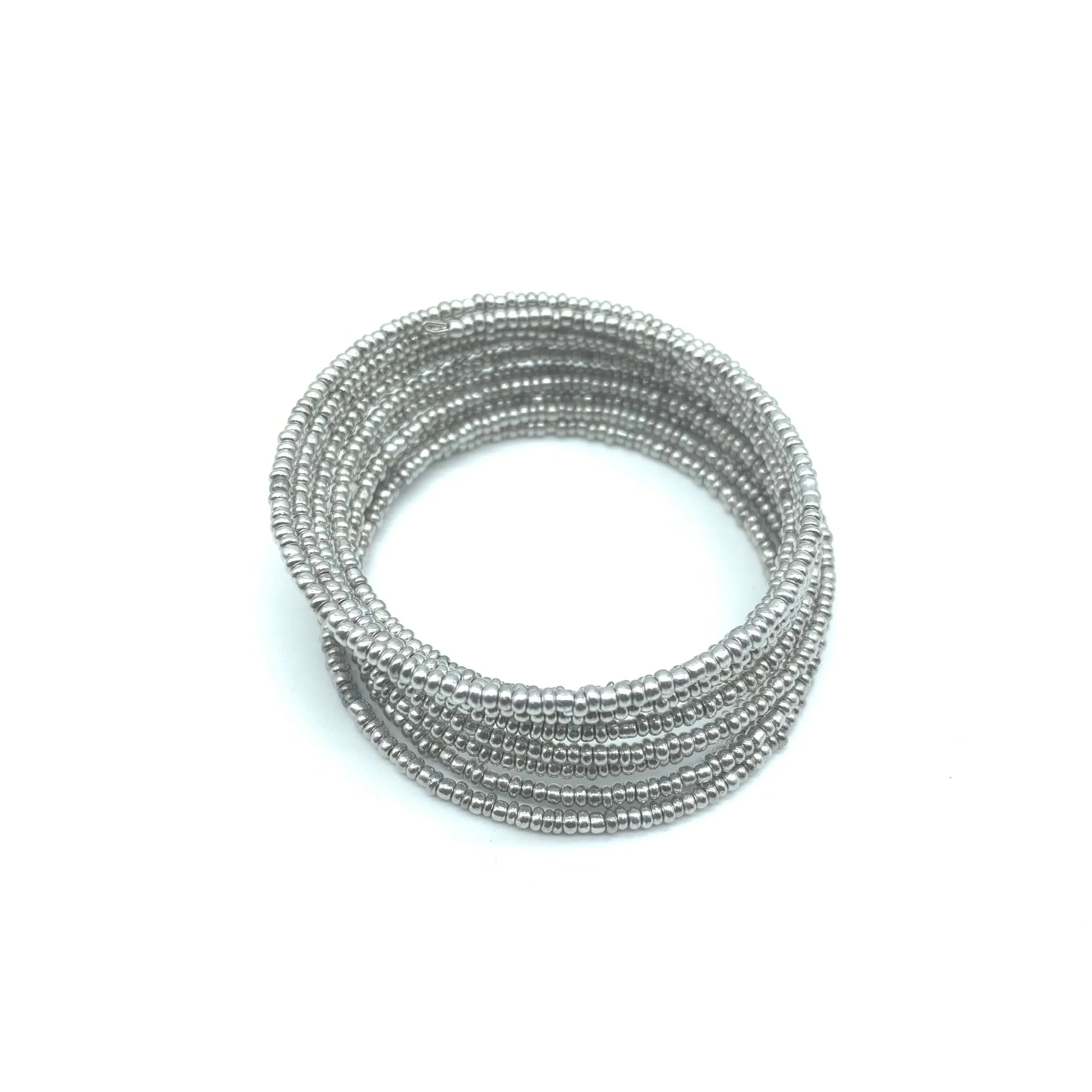 Beaded Coil Bracelet-Silver