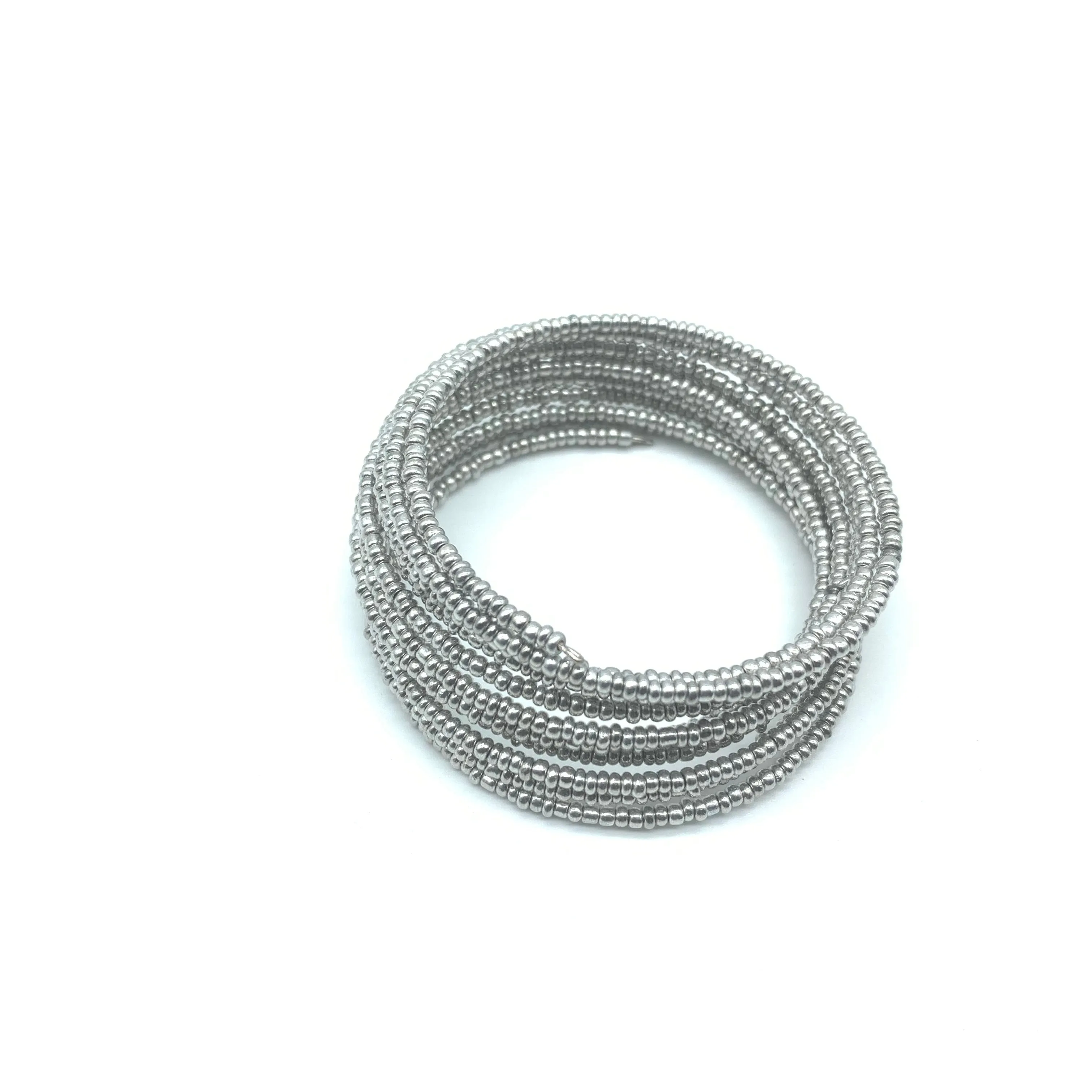 Beaded Coil Bracelet-Silver