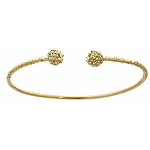 Better Jewelry 10K Yellow Gold West Indian Bangle w. Disco Ball Ends