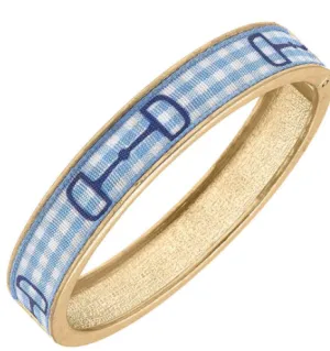 Blue Gingham Horsebit Bangle